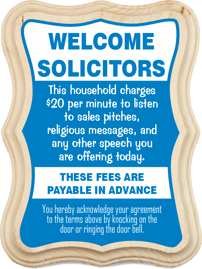 Welcome Solicitors Sign - Funny Door Sign - Salespeople Sign - HM Print & Design LLC