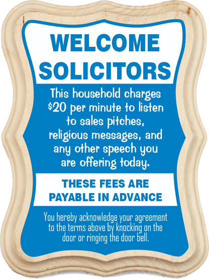 Welcome Solicitors Sign - Funny Door Sign - Salespeople Sign - HM Print & Design LLC