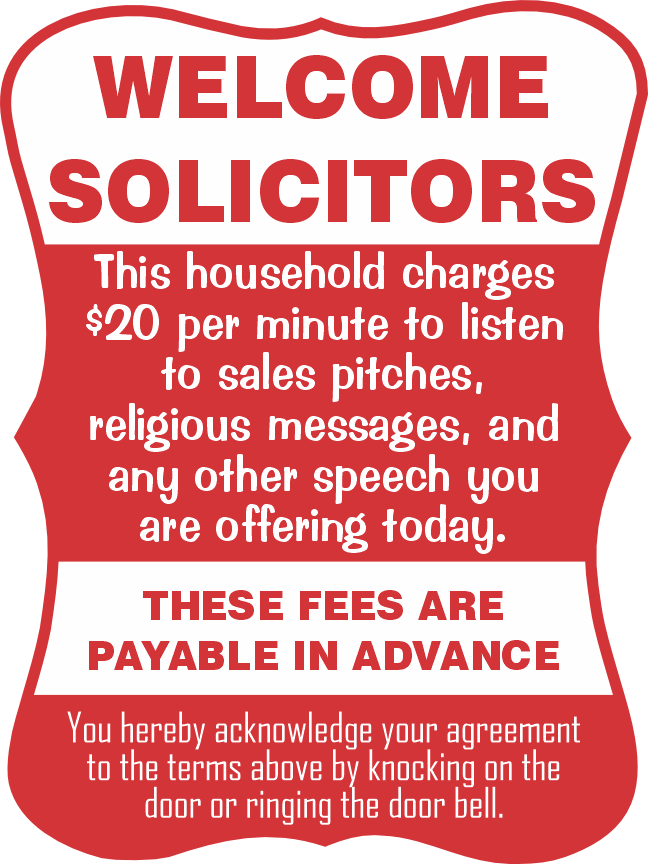 Welcome Solicitors Sign - Funny Door Sign - Salespeople Sign - HM Print & Design LLC