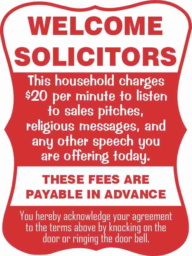 Welcome Solicitors Sign - Funny Door Sign - Salespeople Sign - HM Print & Design LLC