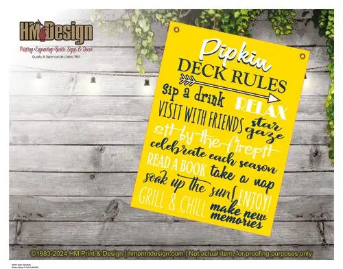 Deck Rules Sign - Weather Resistant - New