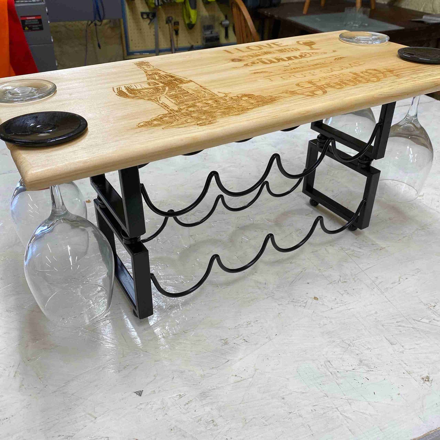 Metal and Wood Personalized Wine Rack image 0