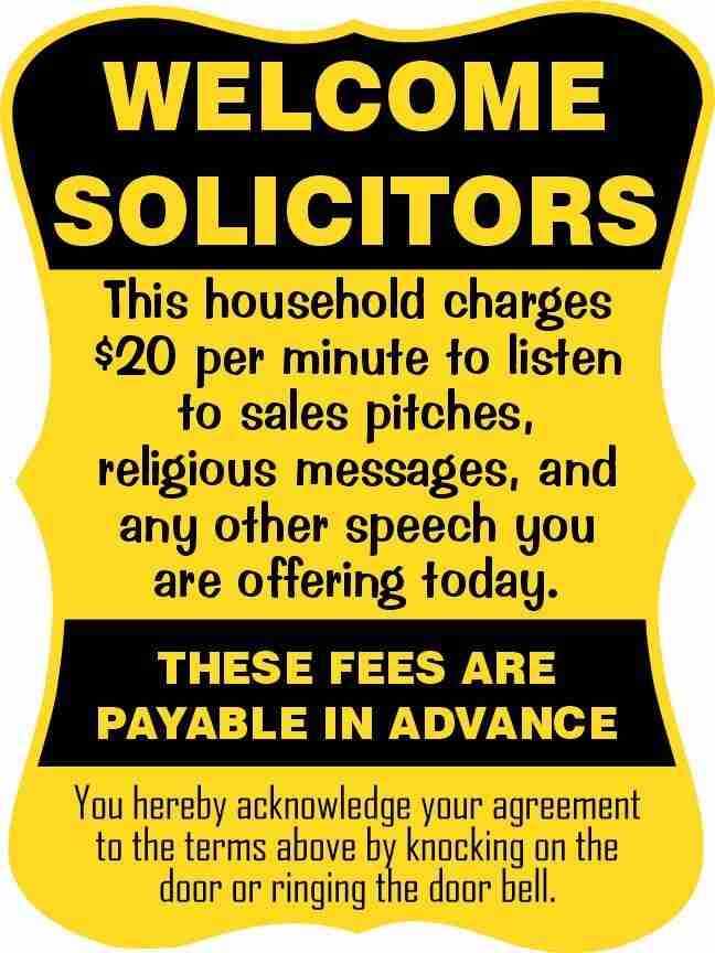 Welcome Solicitors Sign - Funny Door Sign - Salespeople Sign - HM Print & Design LLC