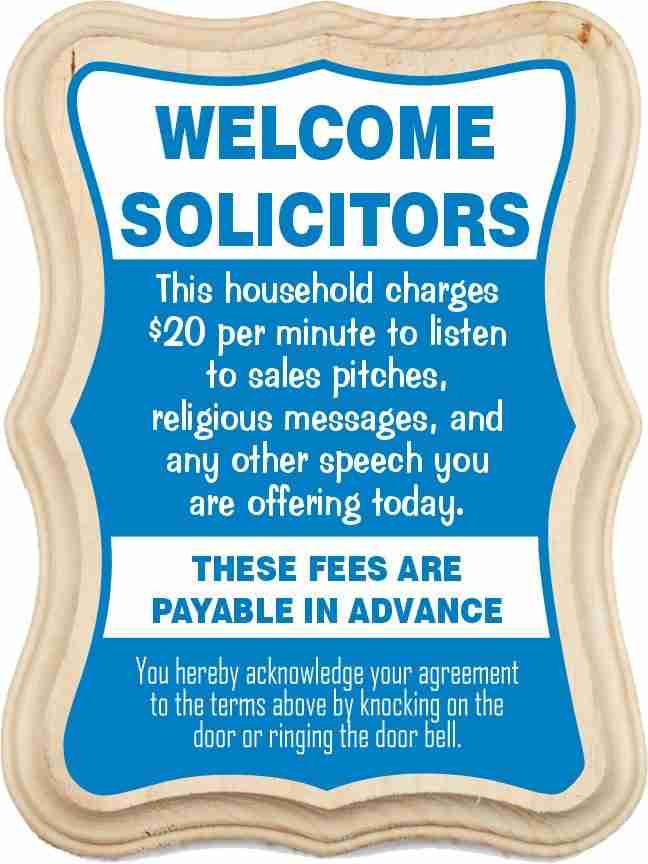 Welcome Solicitors Sign - Funny Door Sign - Salespeople Sign - HM Print & Design LLC