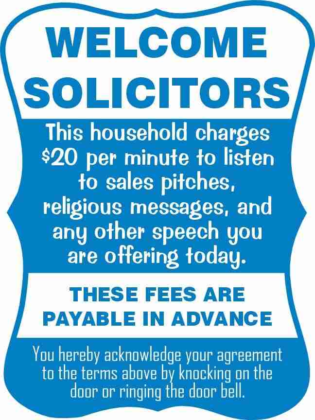 Welcome Solicitors Sign - Funny Door Sign - Salespeople Sign - HM Print & Design LLC