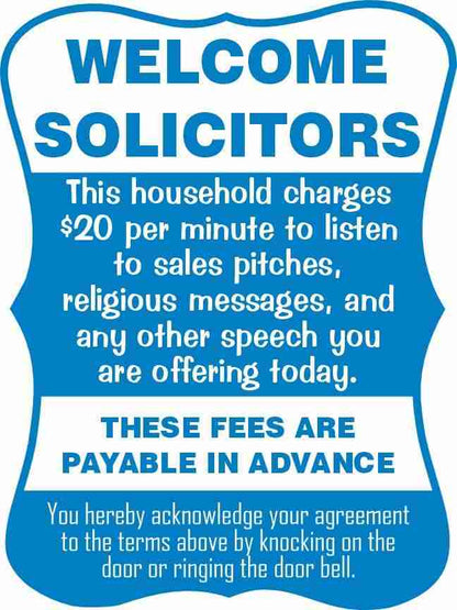 Welcome Solicitors Sign - Funny Door Sign - Salespeople Sign - HM Print & Design LLC