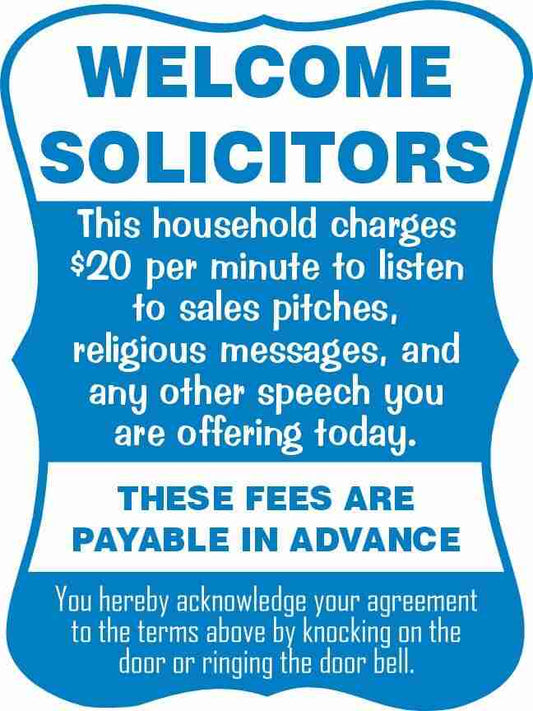 Welcome Solicitors Sign - Funny Door Sign - Salespeople Sign - HM Print & Design LLC