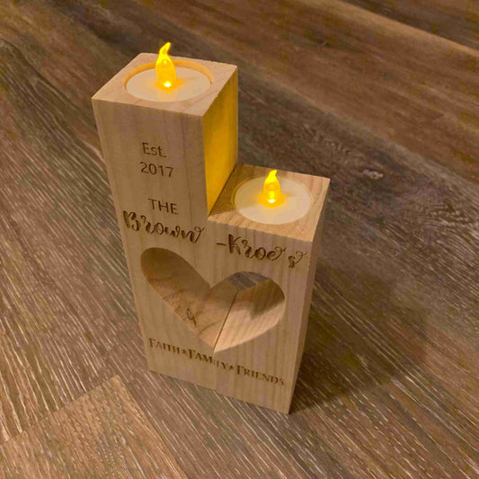 Heart Candle Pillars - Wood image 0