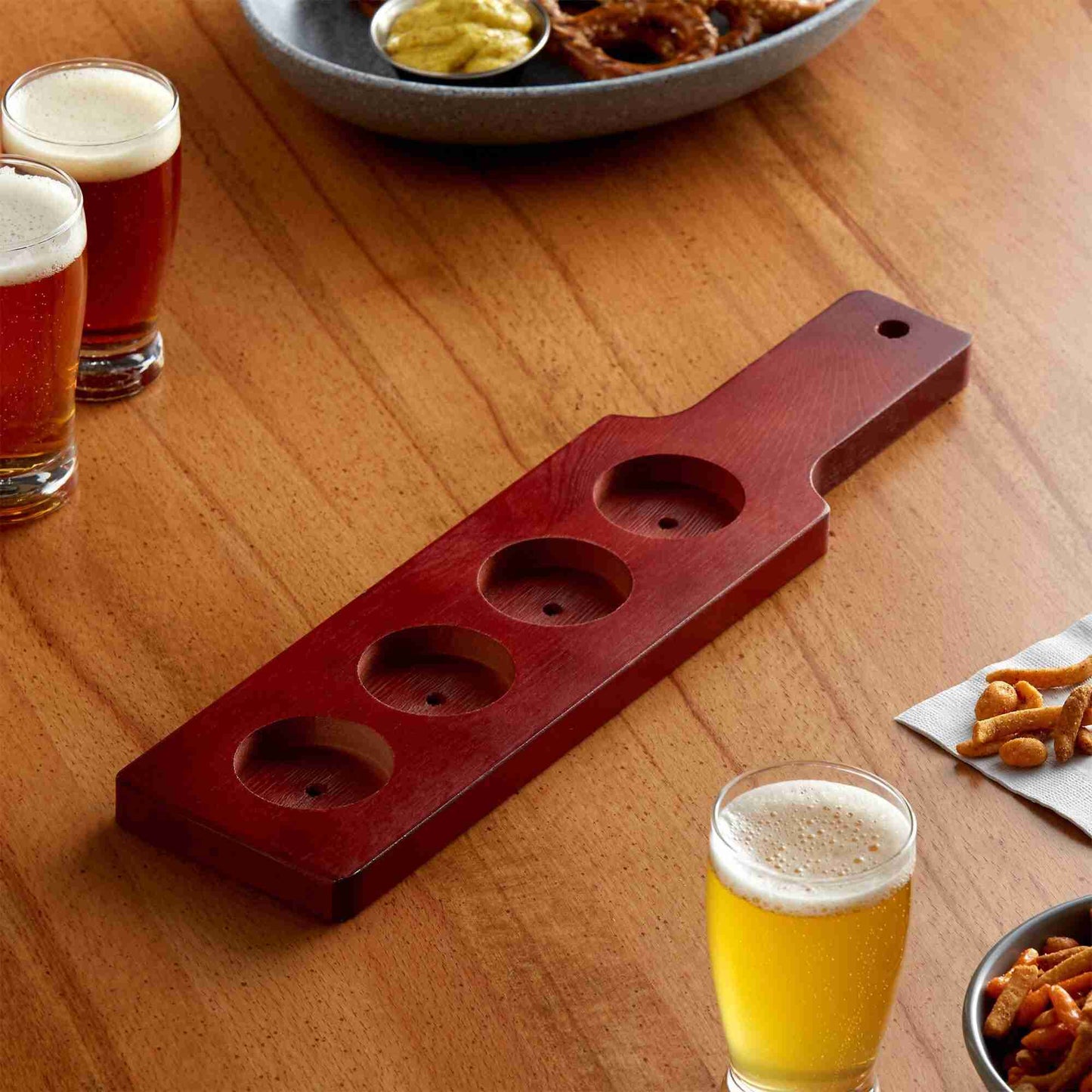 Beverage Flight Paddle With Engraved Glasses. image 0