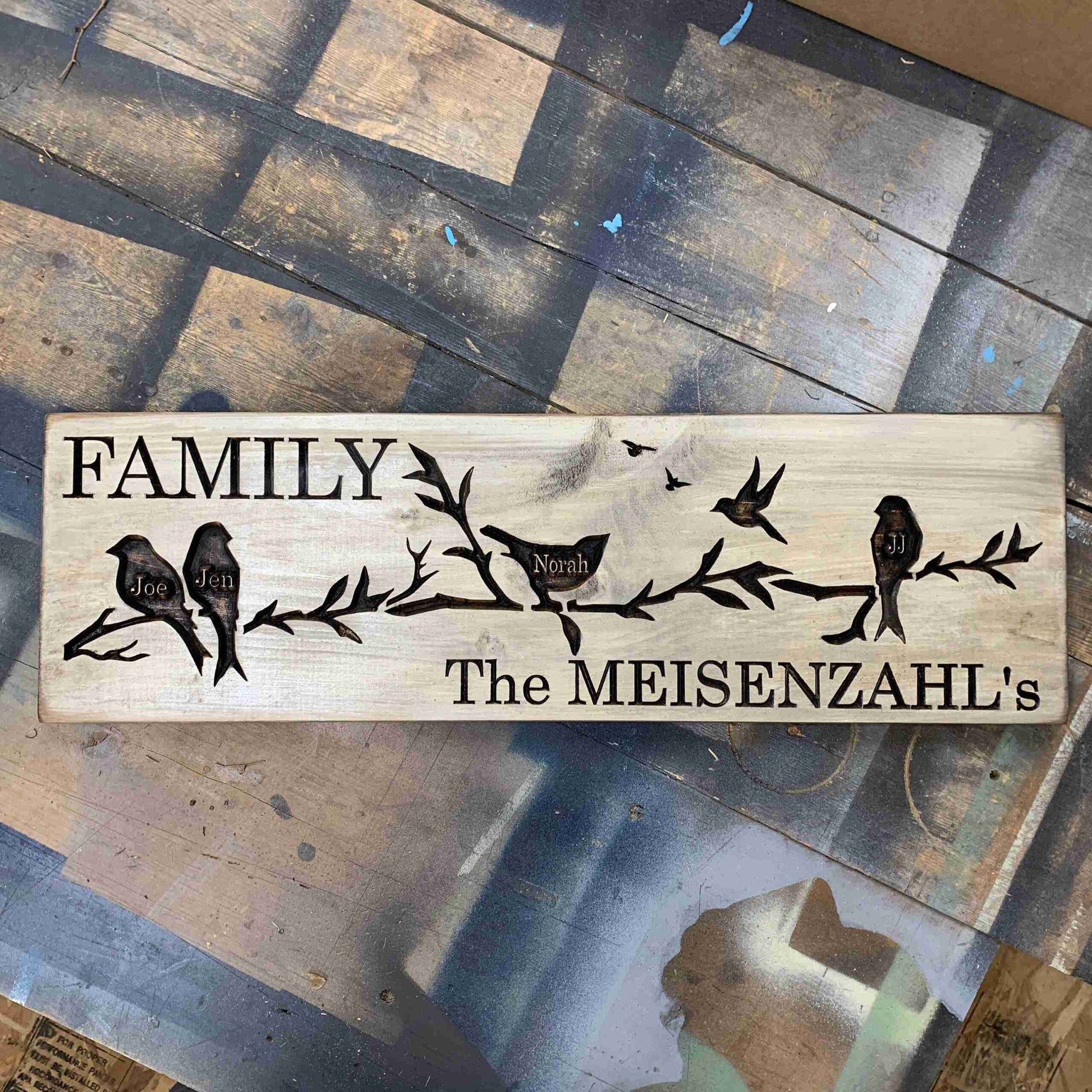 FAMILY sign - bird theme makes a great personalized gift image 0