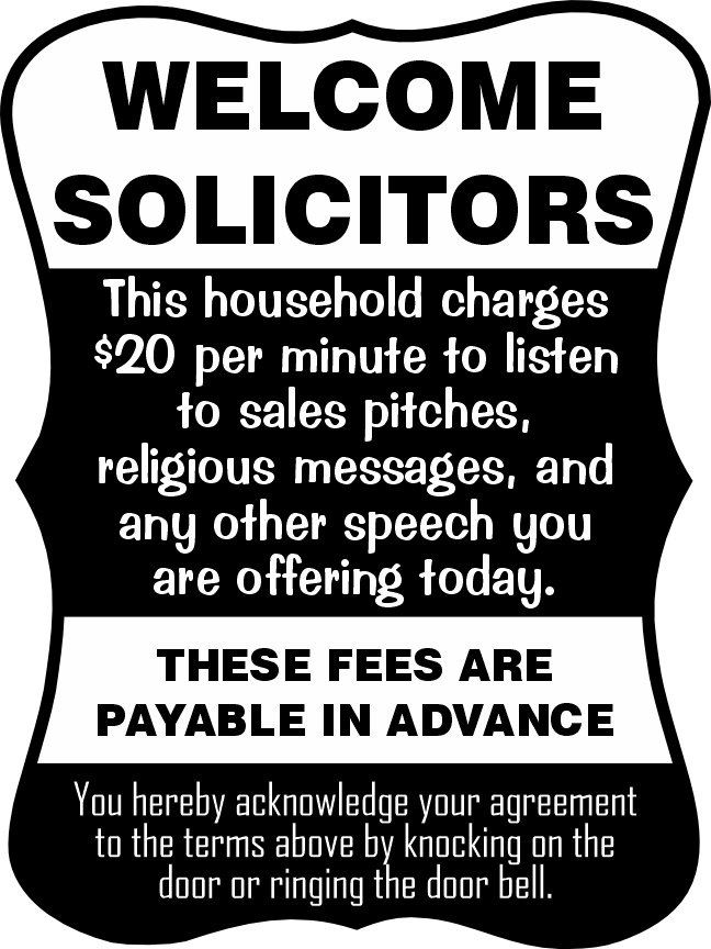 Welcome Solicitors Sign - Funny Door Sign - Salespeople Sign - HM Print & Design LLC