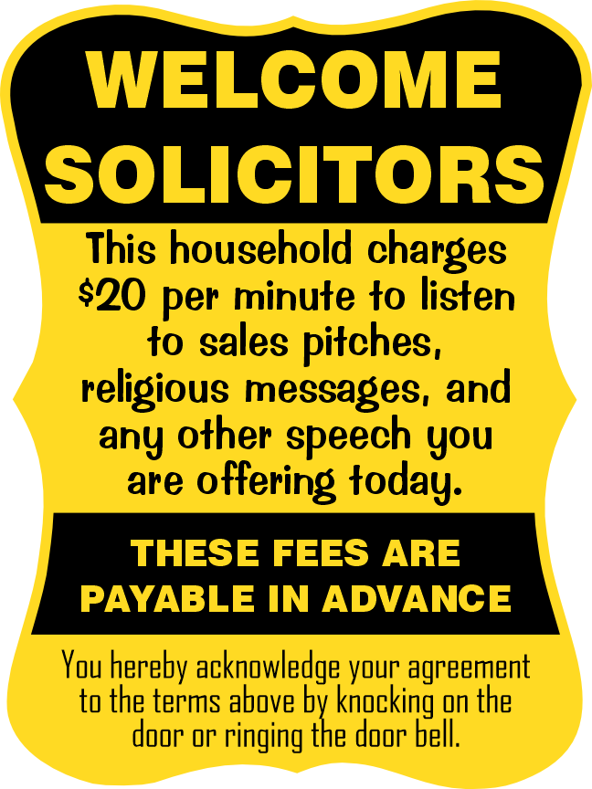 Welcome Solicitors Sign - Funny Door Sign - Salespeople Sign - HM Print & Design LLC