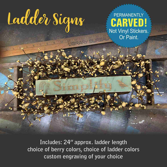 Personalized Rustic Ladder Signs, Primitive Ladder Sign, Tobacco Lathe Ladder, Engraved NOT VINYL - HM Print & Design LLC