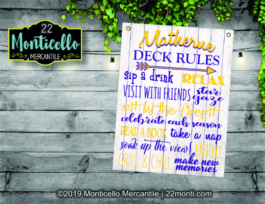 personalized deck rules sign