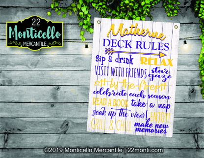 personalized deck rules sign