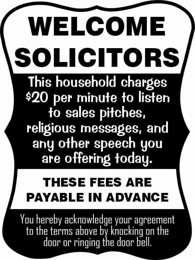 Welcome Solicitors Sign - Funny Door Sign - Salespeople Sign - HM Print & Design LLC