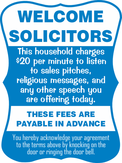 Welcome Solicitors Sign - Funny Door Sign - Salespeople Sign - HM Print & Design LLC